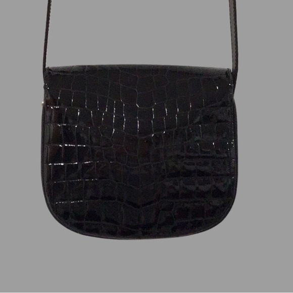 FOR ART-BAG Patent Leather Croc Embossed Small Crossbody, Made in Italy, Black - Picture 7 of 12